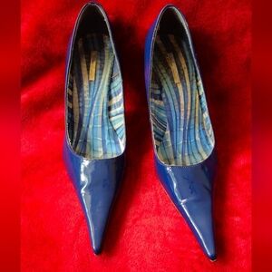 Michael Antonio Patent Blue Pointed Toe Heels - Size 8